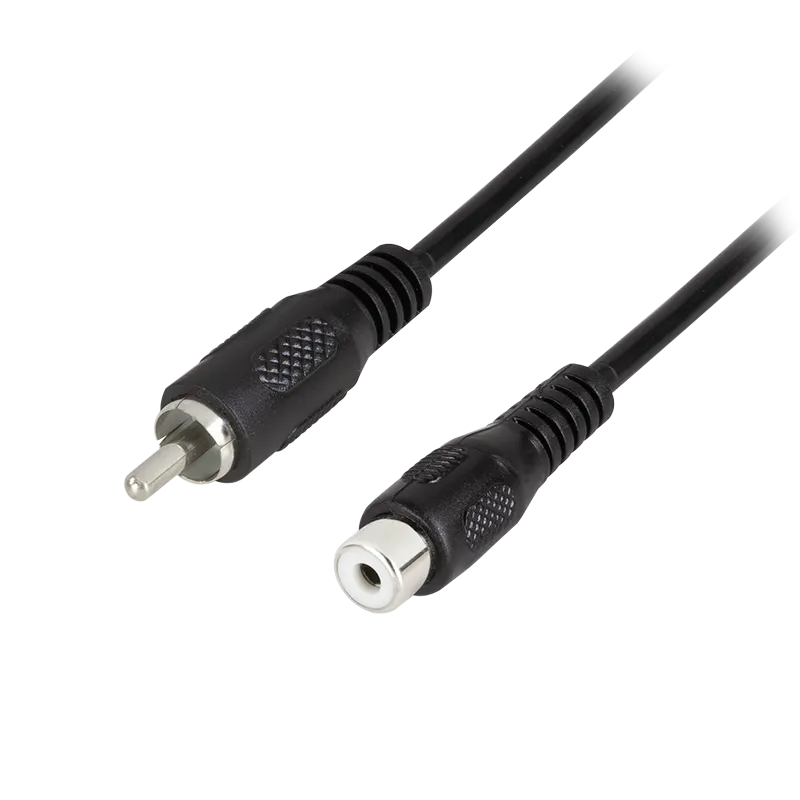 Audio-Kabel, Cinch/M zu Cinch/F, schwarz, 5 m