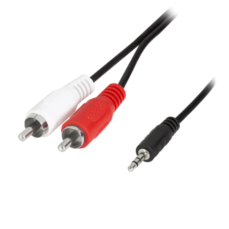 Audio-Kabel, 3,5 mm 3-Pin/M zu 2x Cinch/M, schwarz, 5 m