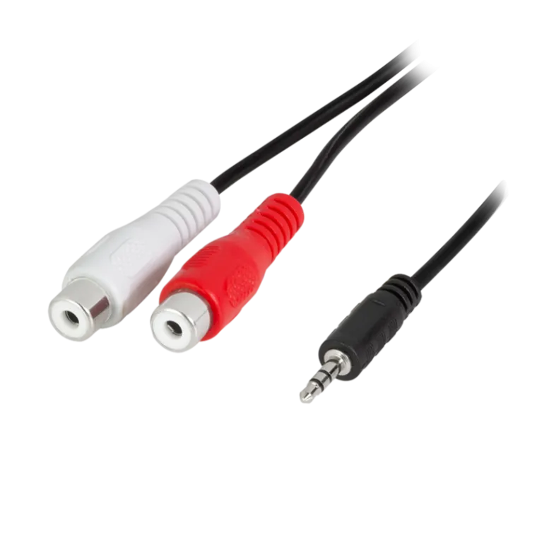Audio-Kabel, 3,5 mm 3-Pin/M zu 2x Cinch/F, schwarz, 0,2 m