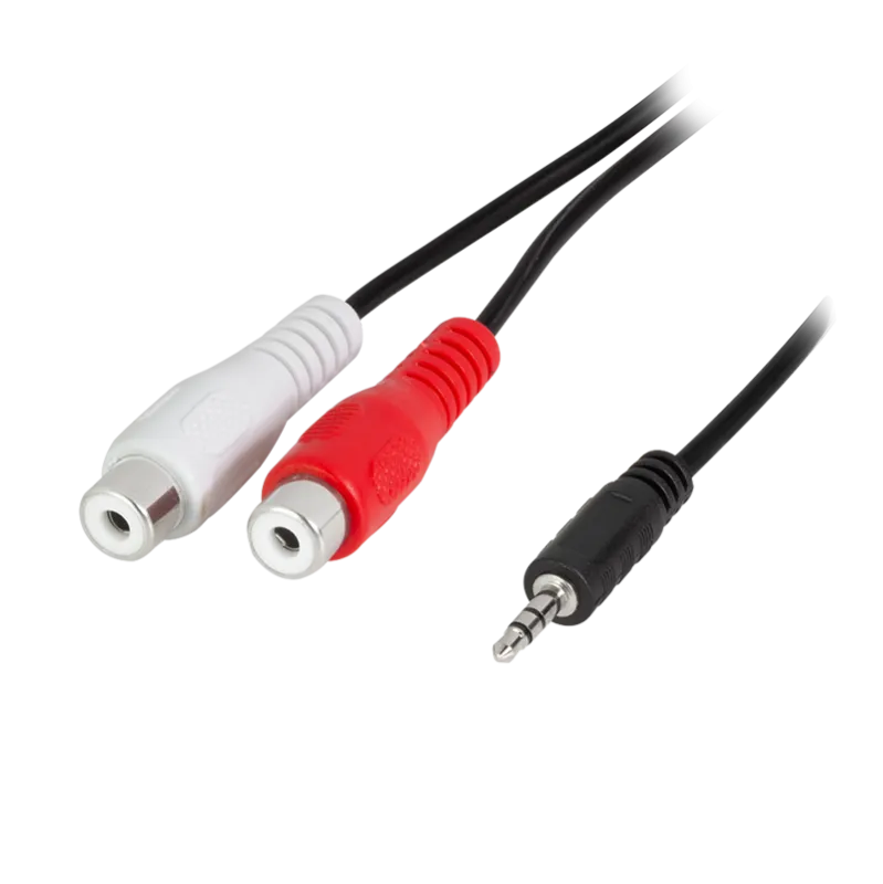 Audio-Kabel, 3,5 mm 3-Pin/M zu 2x Cinch/F, schwarz, 0,2 m