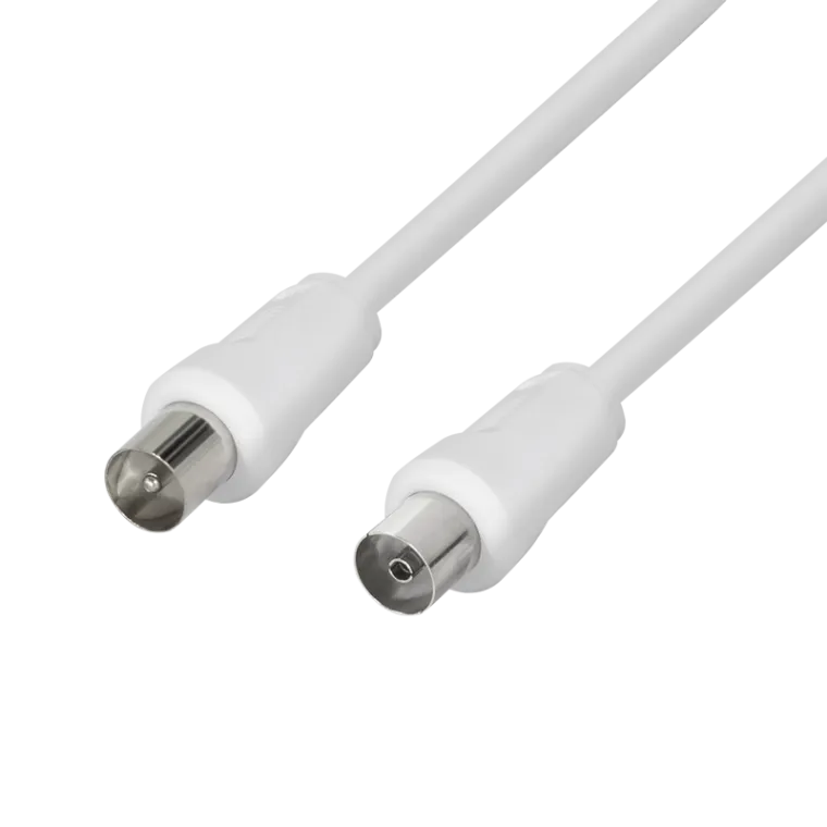 TV-Antennen-Kabel, IEC /M zu IEC /F, CCS, >85 dB, weiß, 2,5 m