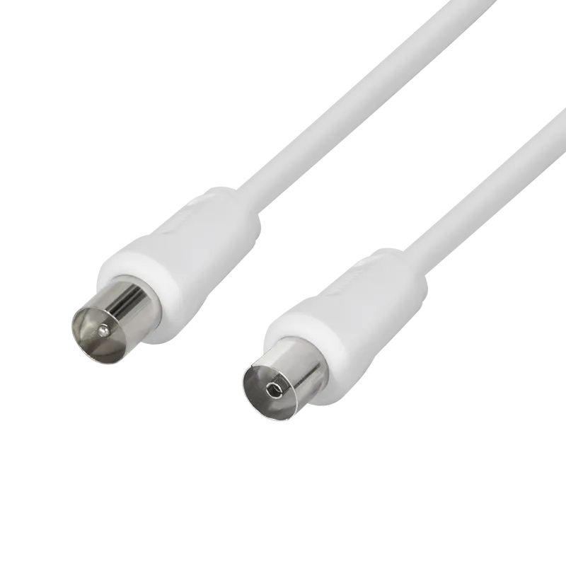 TV-Antennen-Kabel, IEC /M zu IEC /F, CCS, >85 dB, weiß, 2,5 m