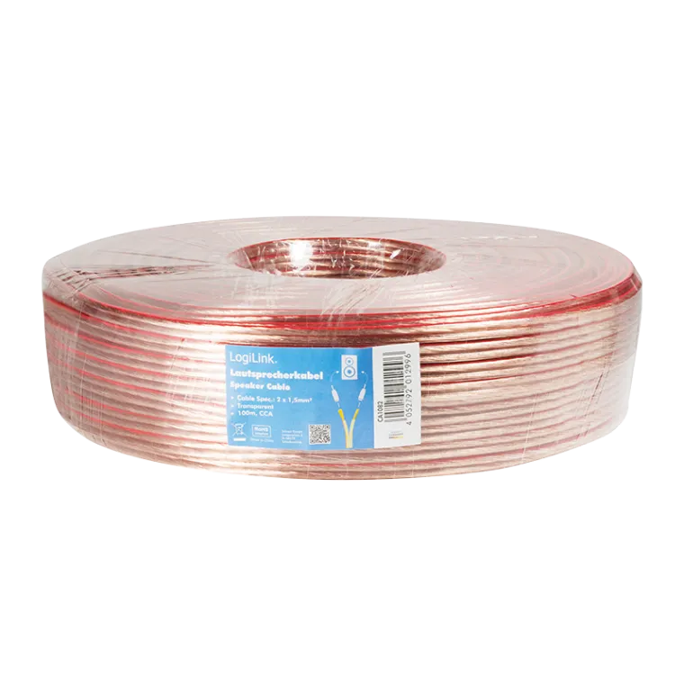 Audio-Lautsprecher-Installationskabel, 2x 1,5 mm², transparent, 100 m