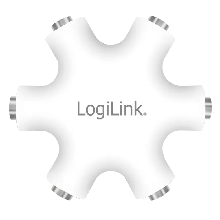 Audio-Adapter, 3,5 mm 3-Pin/F zu 5x 3,5 mm 3-Pin/F, weiß