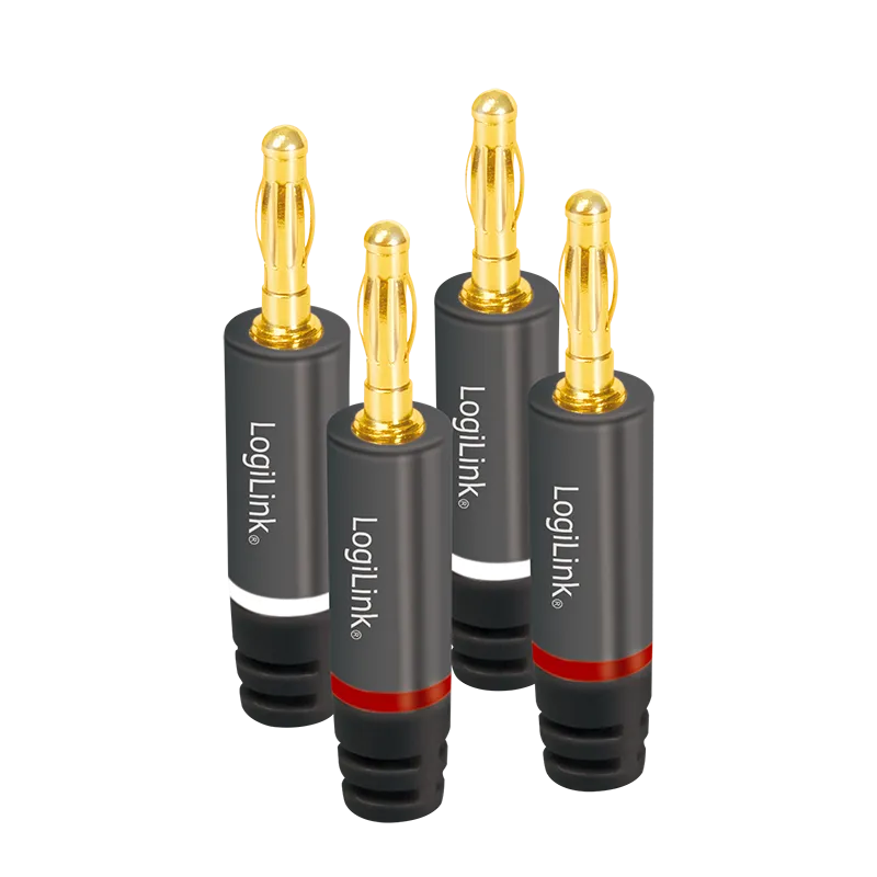 Audio-Bananenstecker für Selbstmontage (4 Stk.), Metall, grau