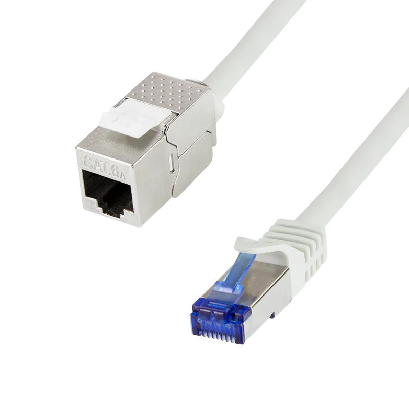 Konsolidierungspunkt-Patchkabel, Cat.6A, S/FTP, Grau, 15 m