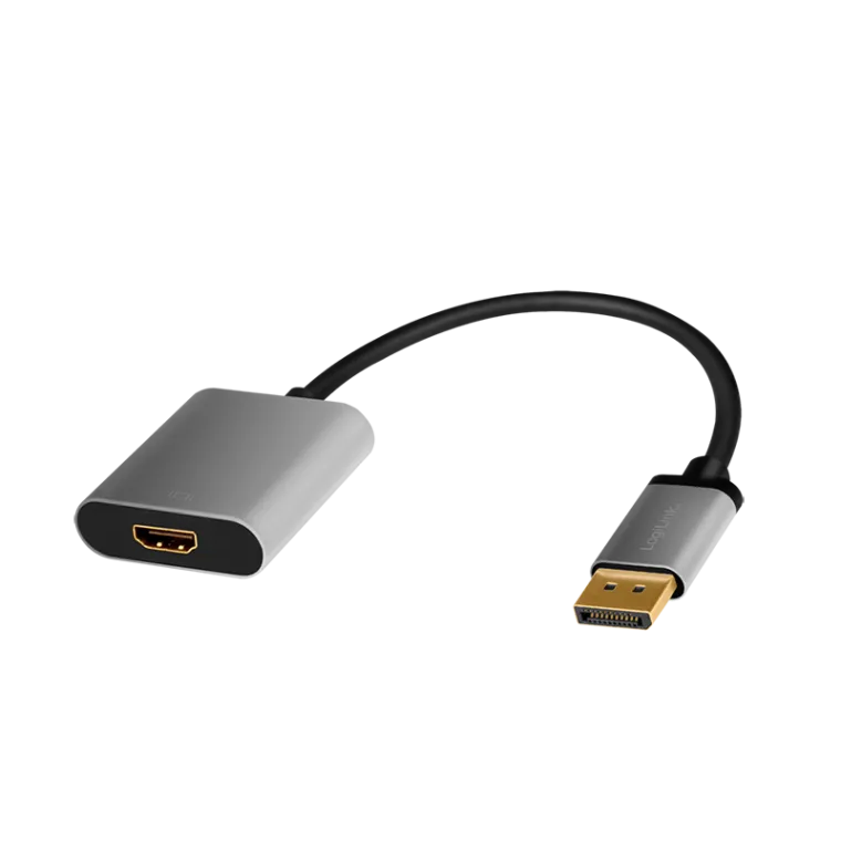 DisplayPort-Adapter,DP/M zu HDMI A/F,4K/60Hz,Alu, schwarz/grau, 0,15m