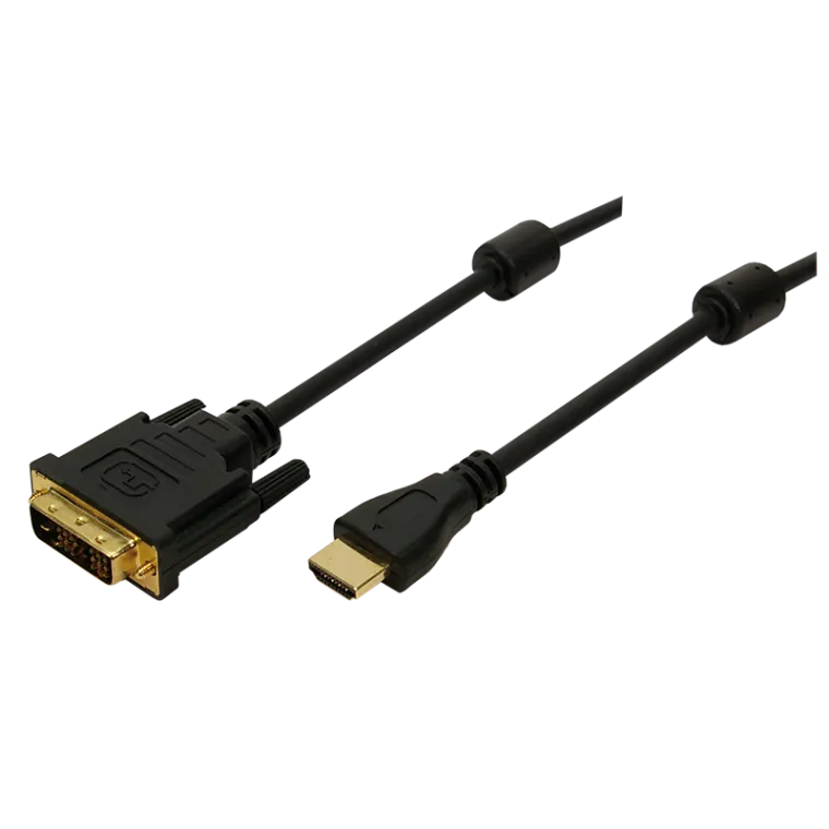 HDMI-Kabel, A/M zu DVI/M, 1080p, 2x Ferrit, bidirekt, schwarz, 2 m