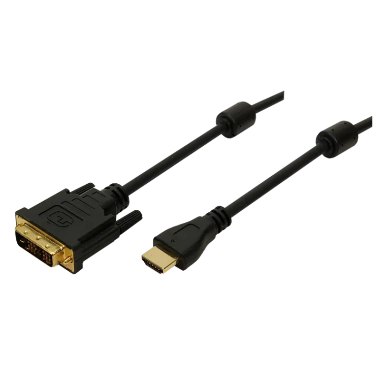 HDMI-Kabel, A/M zu DVI/M, 1080p, 2x Ferrit, bidirekt, schwarz, 5 m