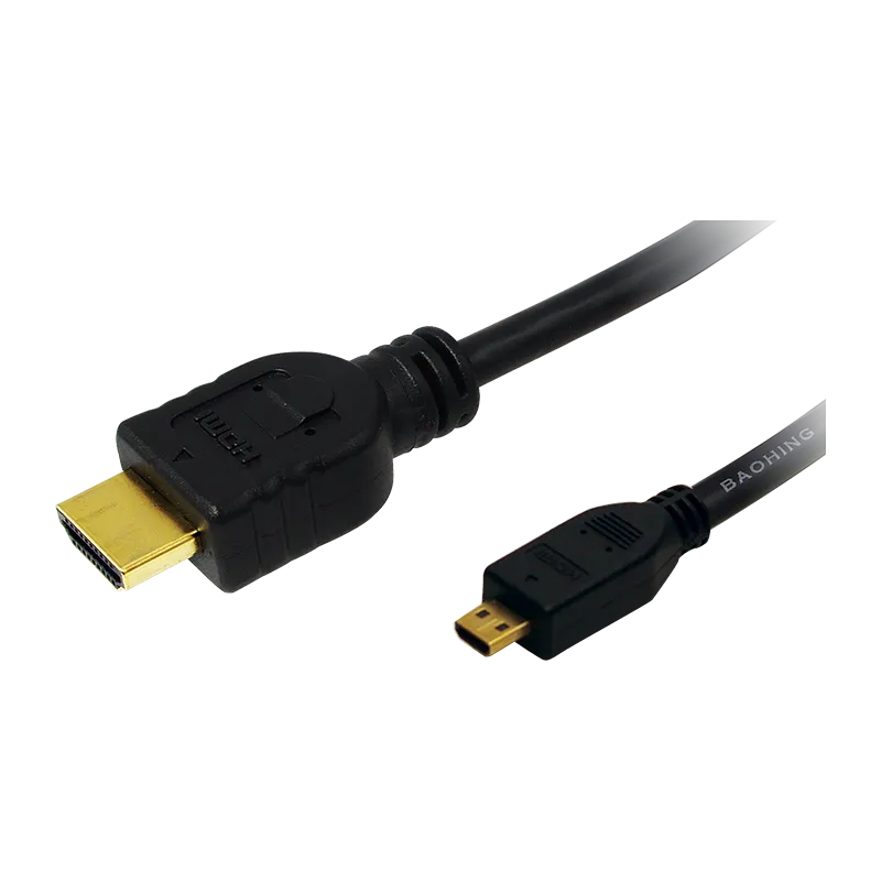 HDMI-Kabel, Micro-D/M zu A/M, 4K/30 Hz, schwarz, 2 m