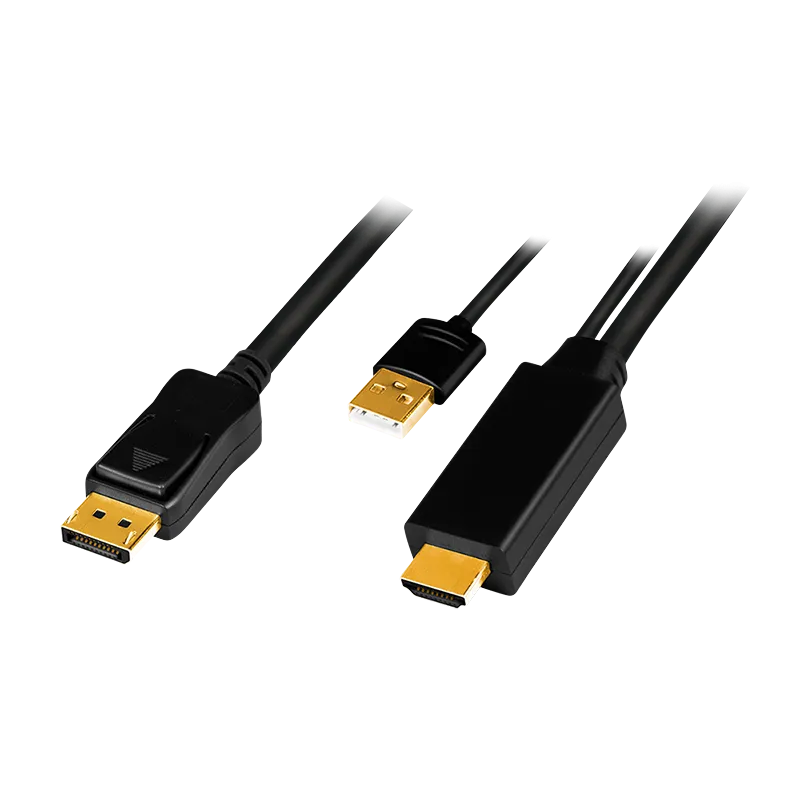 HDMI-Kabel, A/M + USB-A/M zu DP/M, UHD 4K/30 Hz, schwarz, 2 m