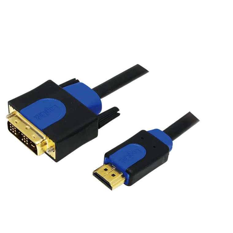 HDMI-Kabel, A/M zu DVI/M, 1080p, bidirekt, schwarz/blau, 2 m