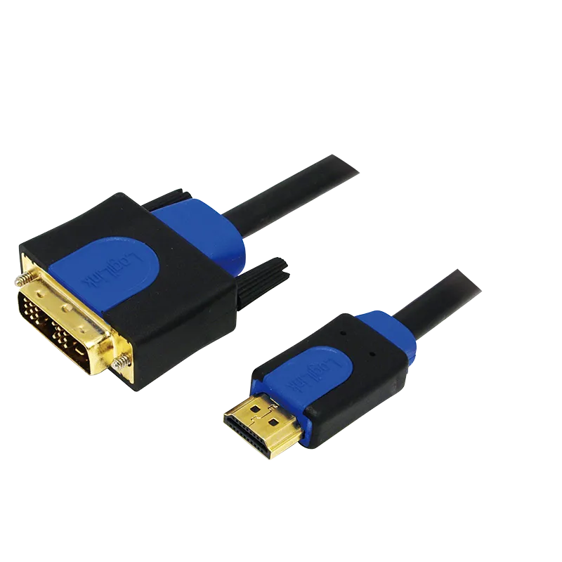 HDMI-Kabel, A/M zu DVI/M, 1080p, bidirekt, schwarz/blau, 2 m