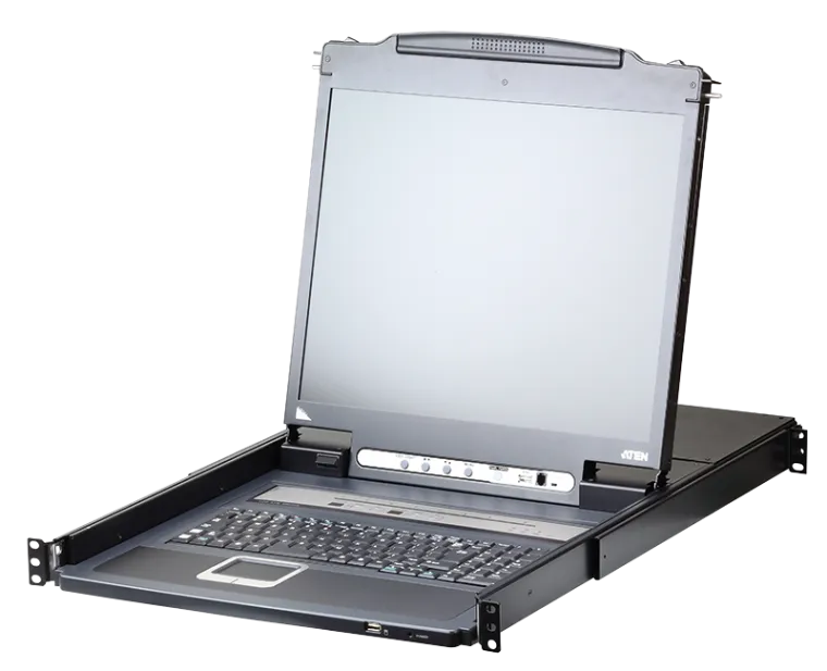 LCD Konsole 17" mit KVM over IP Switch 8-Port (USB - PS/2 VGA) mit USB Port
