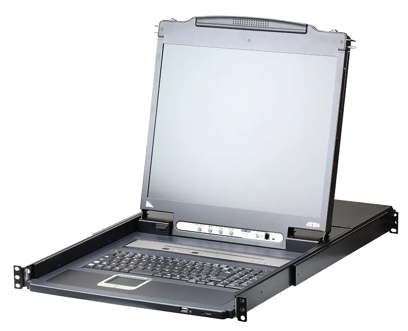 LCD Konsole 17" mit KVM over IP Switch 8-Port (USB - PS/2 VGA) mit USB Port