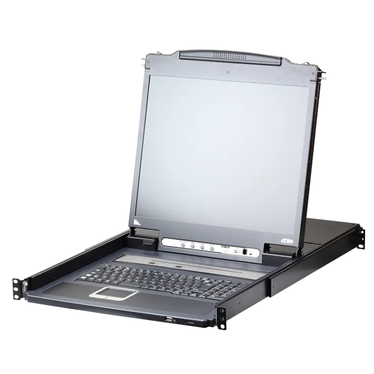 LCD Konsole 19" mit KVM over IP Switch 8-Port (USB - PS/2 VGA) mit USB Port