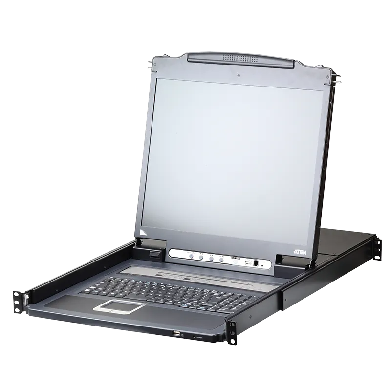 LCD Konsole 19" mit KVM over IP Switch 8-Port (USB - PS/2 VGA) mit USB Port