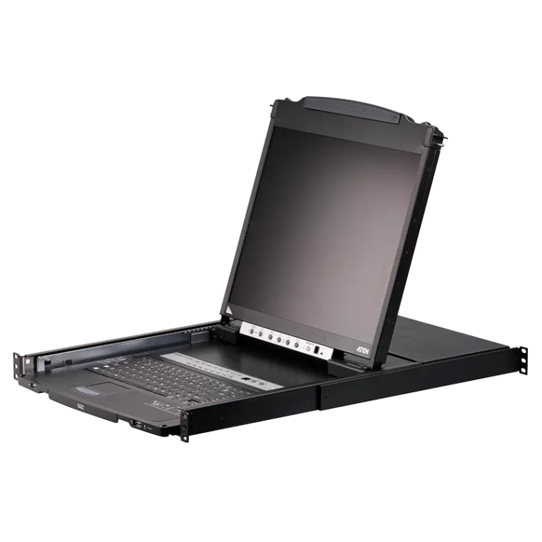LCD Konsole 19" mit KVM Switch 8-Port (USB - PS/2 VGA) mit USB Port (Dual Rail)