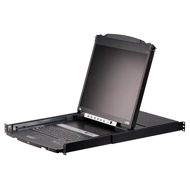 LCD Konsole 19" mit KVM Switch 8-Port (USB - PS/2 VGA) mit USB Port (Dual Rail)