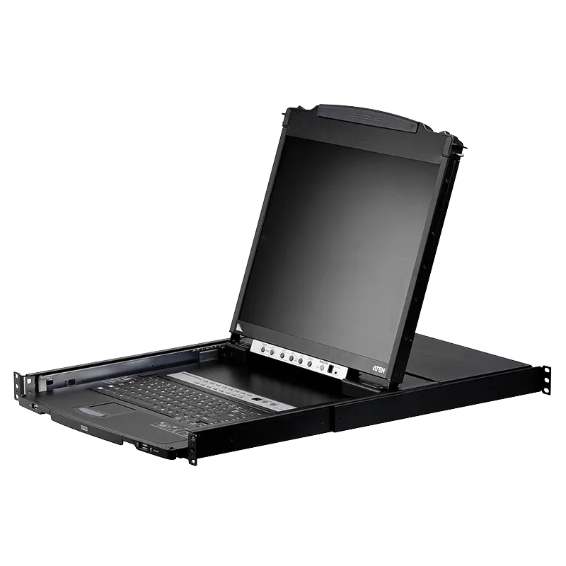 LCD Konsole 19" mit KVM Switch 16-Port (USB - PS/2 VGA) mit USB Port (Dual Rail)