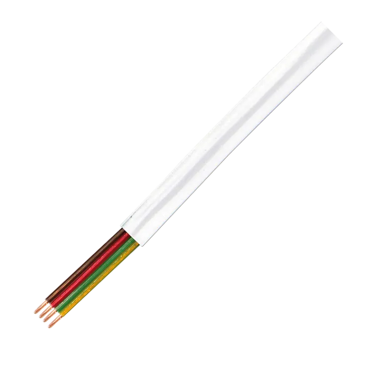 Telefonkabel flach, 4-adrig, CCA, Weiß, 100 m