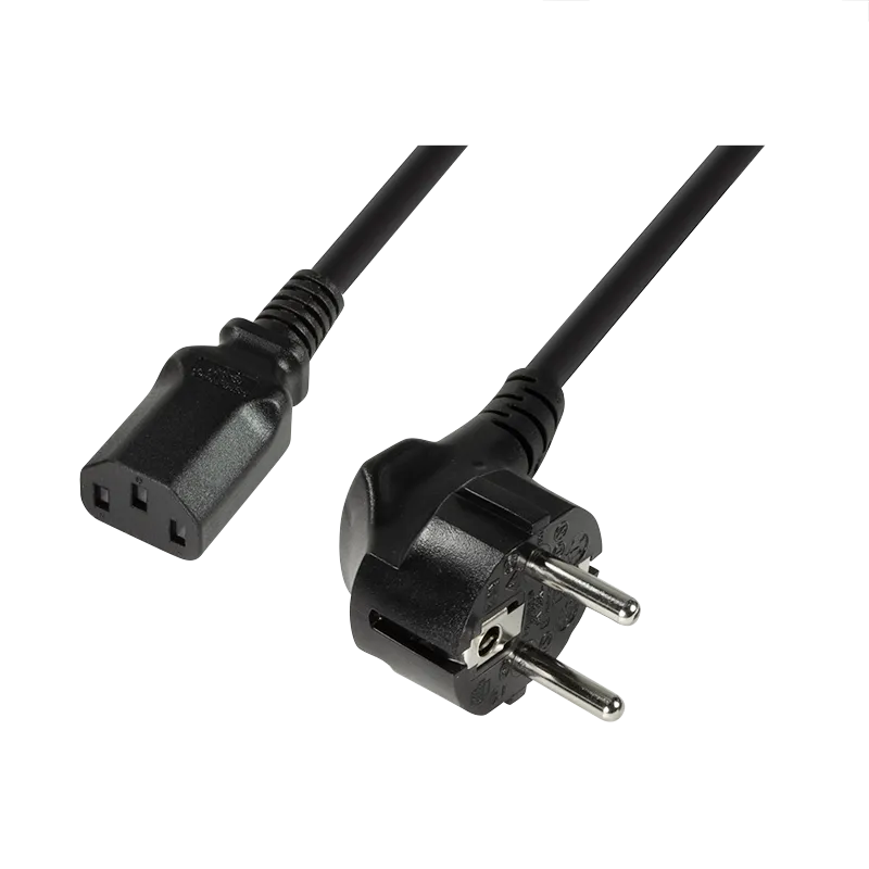 Netzkabel, CEE7/7 (90°) zu IEC C13, schwarz, 1,8 m