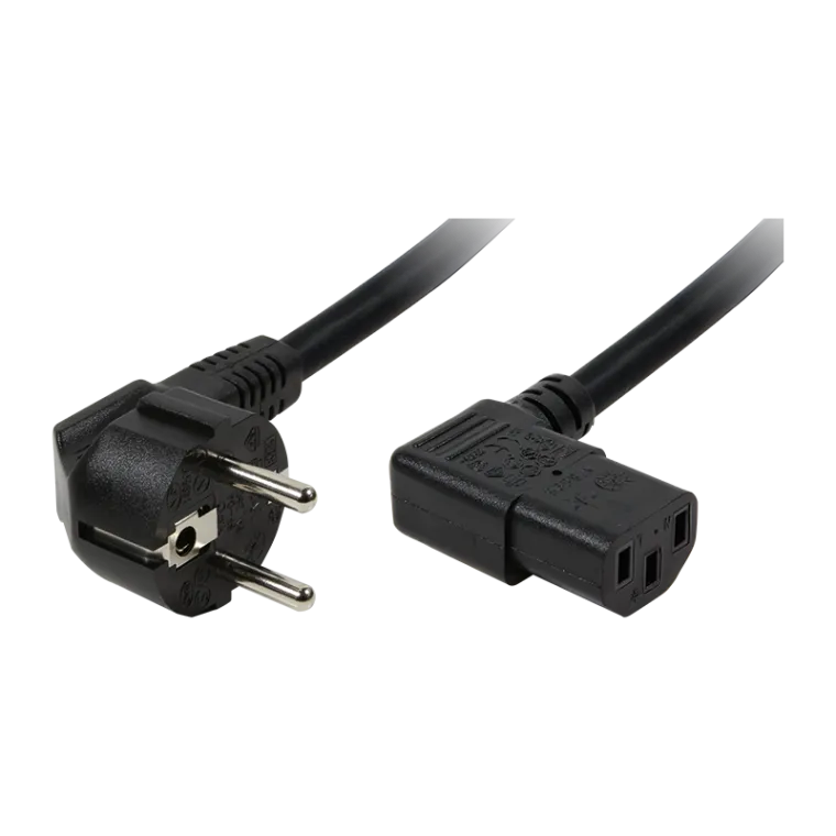 Netzkabel, CEE7/7 (90°) zu IEC C13 (90°), schwarz, 2 m