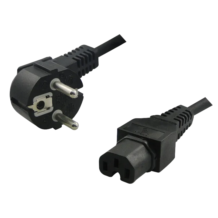 Netzkabel, CEE7/7 (90°) zu IEC C15, schwarz, 2 m