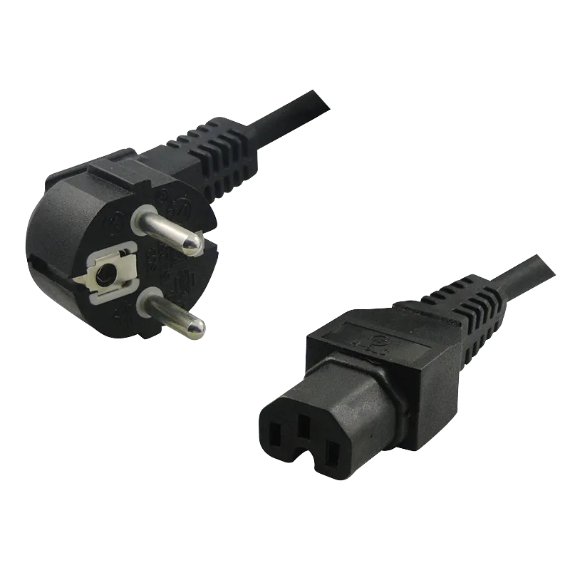 Netzkabel, CEE7/7 (90°) zu IEC C15, schwarz, 2 m