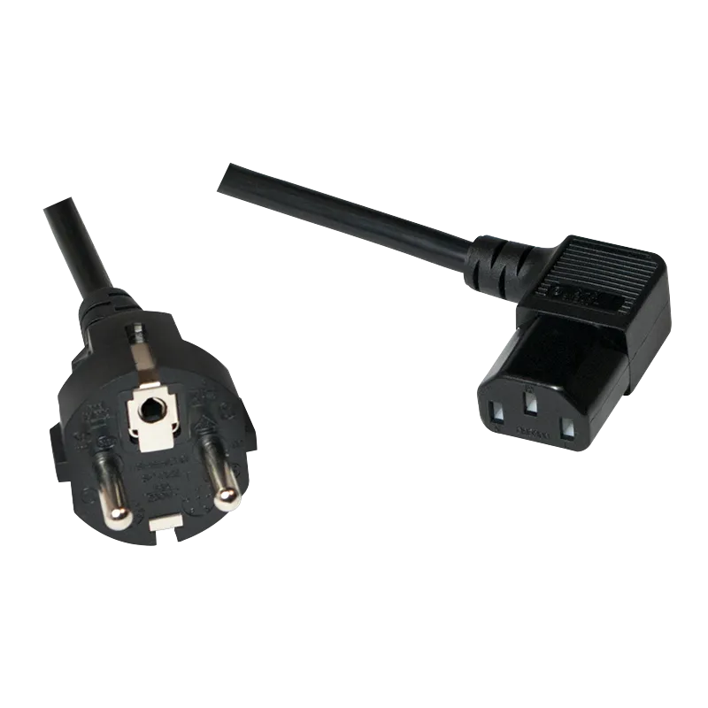 Netzkabel, CEE7/7 zu IEC C13 (90°), schwarz, 3 m