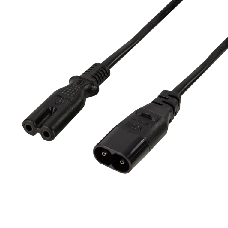 Netzkabelverlängerung, IEC C8 zu IEC C7, schwarz, 2 m