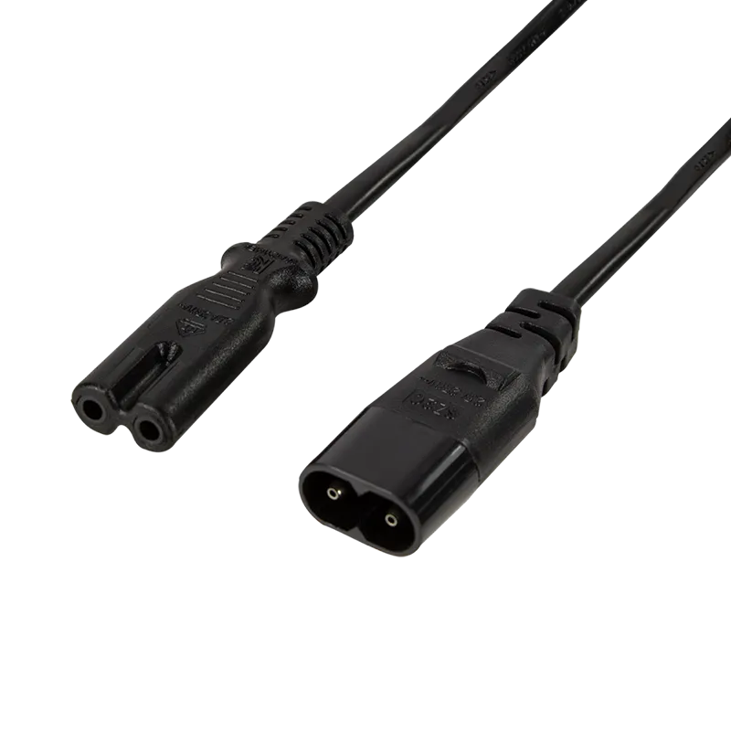 Netzkabelverlängerung, IEC C8 zu IEC C7, schwarz, 2 m