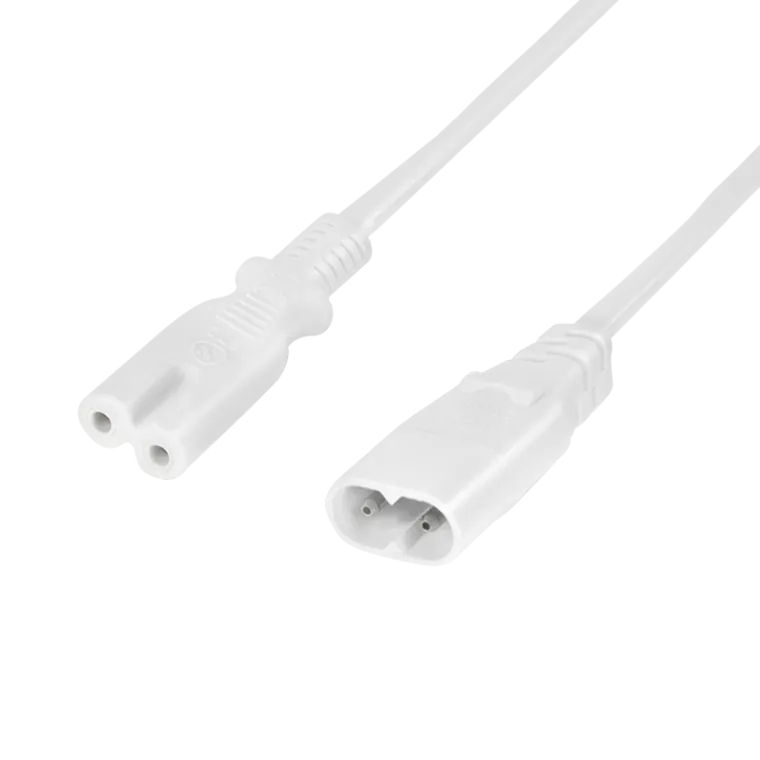 Netzkabelverlängerung, IEC C8 zu IEC C7, weiß, 2 m