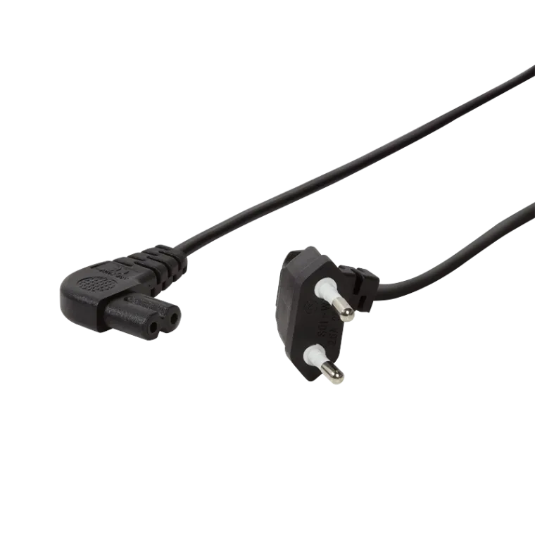 Netzkabel, CEE7/16 (90°) zu IEC C7 (90°), schwarz, 0,75 m