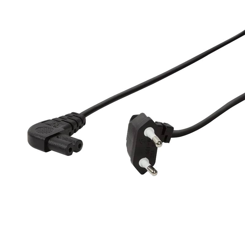 Netzkabel, CEE7/16 (90°) zu IEC C7 (90°), schwarz, 0,75 m