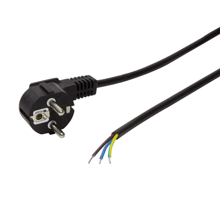 Netzkabel, CEE7/7 (90°) zu offenem Kabelende, schwarz, 1,5 m