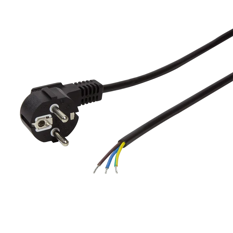 Netzkabel, CEE7/7 (90°) zu offenem Kabelende, schwarz, 1,5 m