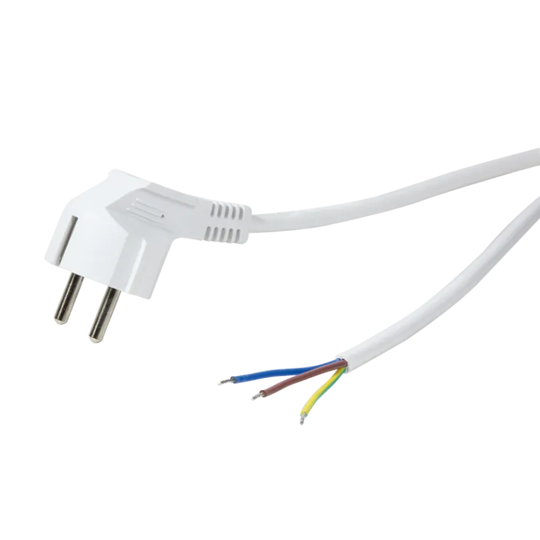 Netzkabel, CEE7/7 (90°) zu offenem Kabelende, weiß, 1,5 m