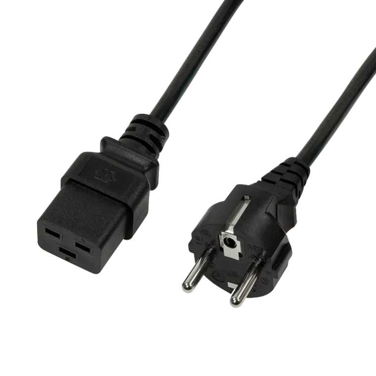 Netzkabel, CEE7/7 zu IEC C19, schwarz, 1 m