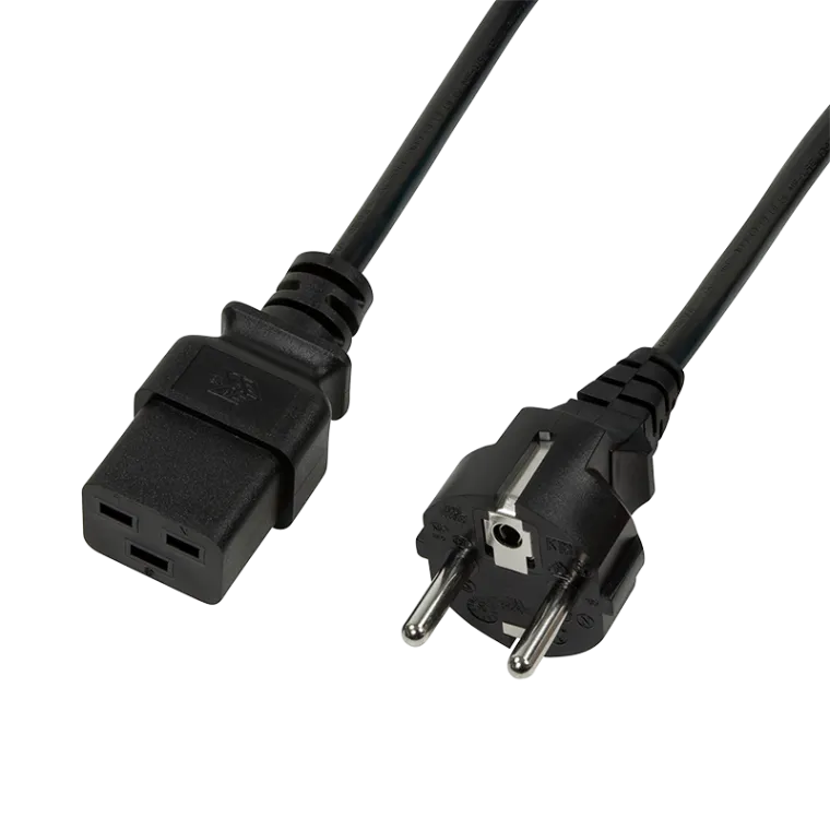 Netzkabel, CEE7/7 zu IEC C19, schwarz, 1,8 m