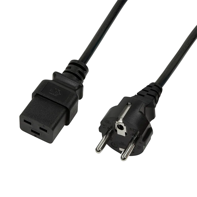 Netzkabel, CEE7/7 zu IEC C19, schwarz, 1,8 m