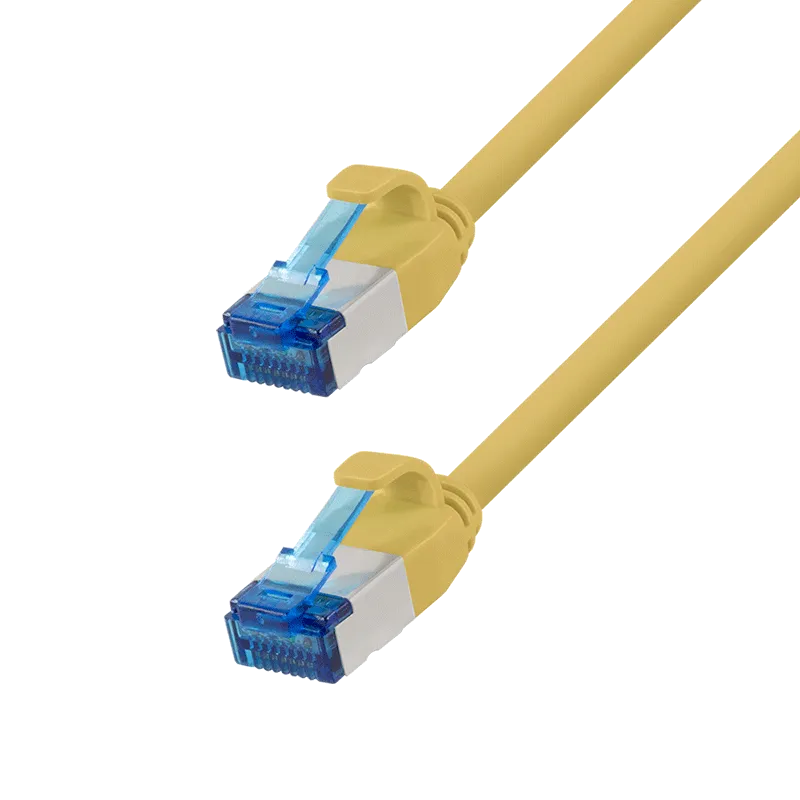 Cat.6A Patchkabel, SLIM S/FTP LSZH, gelb, 0,15 m, SlimLine