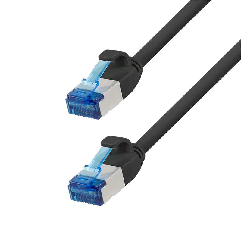 Cat.6A Patchkabel, SLIM S/FTP LSZH, schwarz, 0,50 m, SlimLine