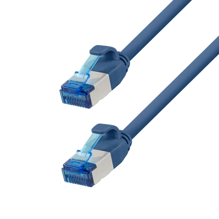 Cat.6A Patchkabel, SLIM S/FTP LSZH, blau, 0,50 m, SlimLine