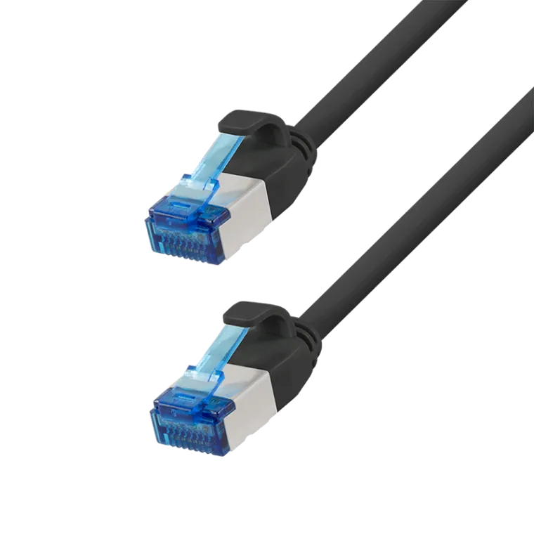Cat.6A Patchkabel, SLIM S/FTP LSZH, schwarz, 10 m, SlimLine