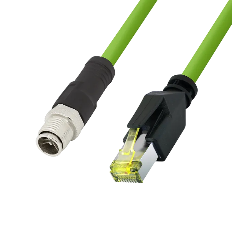 M12 CAT6A Industrial Patchkabel, PUR, M12 X-kodiert auf RJ45, 1,50 m