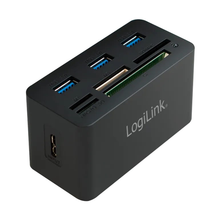 USB 3.0-Hub, mit All-in-One-Kartenleser, schwarz