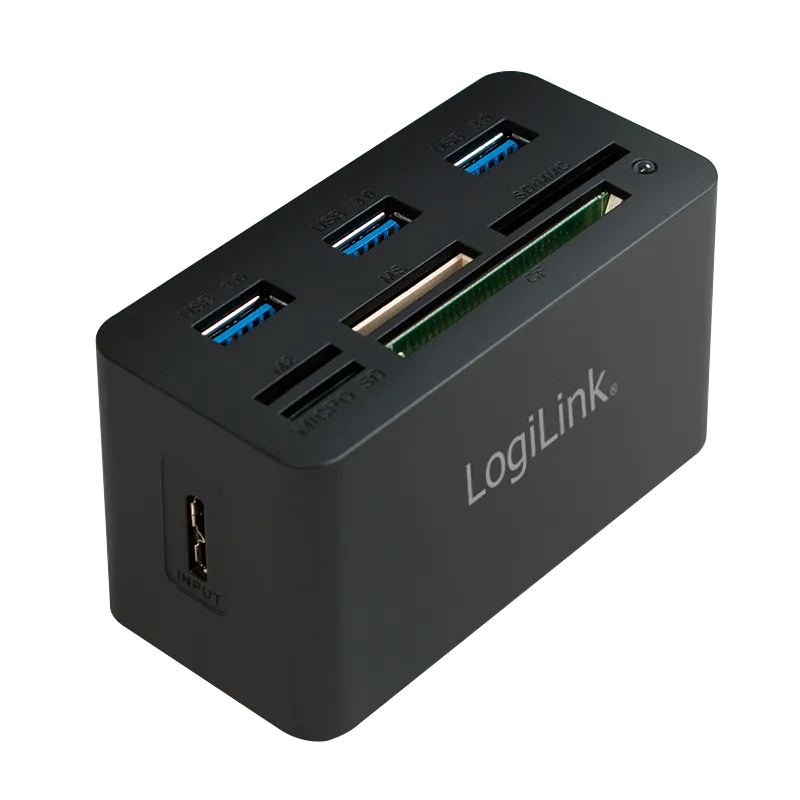 USB 3.0-Hub, mit All-in-One-Kartenleser, schwarz