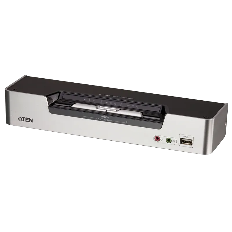 KVM Switch 2-Port USB DVI Dual-View KVM mit Audio & USB 2.0 Hub