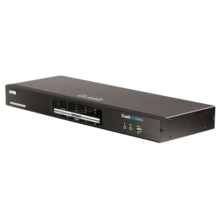 KVM Switch 4-Port USB DVI Dual-View KVM mit Audio & USB 2.0 Hub